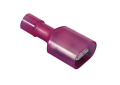 IDEAL® 83-9911 Fully Insulated Vinyl Male Disconnect Terminal, 22 to 18 AWG Conductor, 0.25 x 0.32 in Tab, Shouldered Barrel, Brass/Nylon, Red